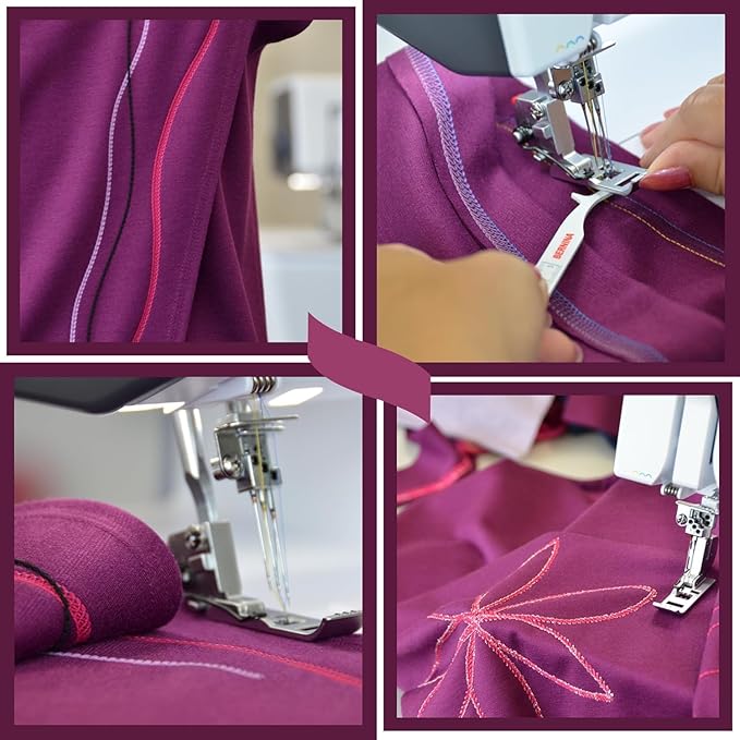 Bernette B62 Airlock Coverstitch Machine Bundle | Air Threader, 7-piece coverstitch foot kit, LED Light, Extension Table | Heavy Duty, Beginner to Professional, Advanced Sewing & Decorative Stitching