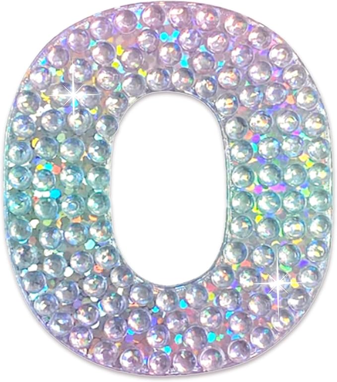 StickerBeans® Rhinestone Alphabet Letter Sticker O - Unique Sparkly Design 2” x 2” Cut-to-Shape Adhesive - Personalization, Collecting, Gifting, Scrapbooking, Decorating Laptops, Phone Cases, All Ages