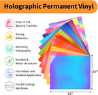 TECKWRAP Holographic Vinyl Stickers, 12" x 10" 12 Sheets Opal Adhesive Permanent Vinyl Sheets for DIY Halloween Decorations Sticker, Home and Car Decor,