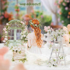 TIAMECH Girl Outside Windowsill PET Stickers - 80 Pcs White Spring Pink Rose & Beauty Violet Girl Design, Waterproof Sticker for Journaling & Scrapbooking, Junk Journal Supplies, Ephemera & DIY Crafts