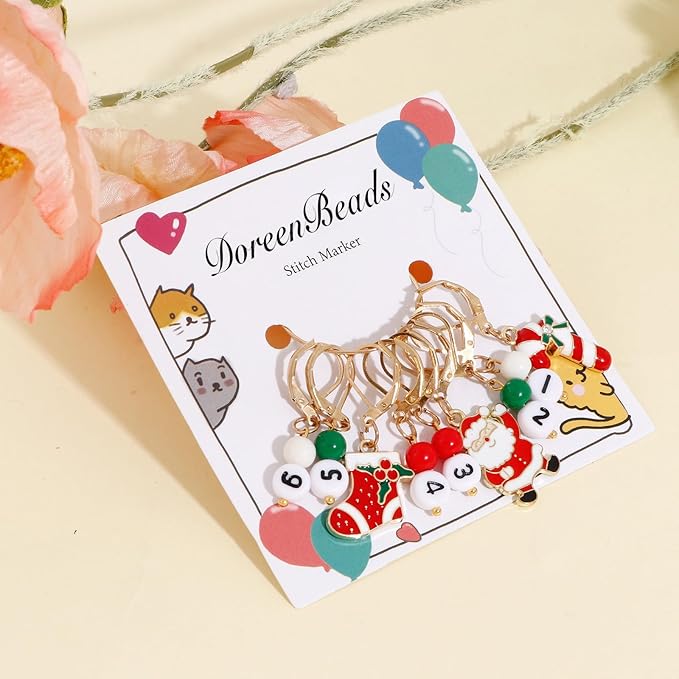 DoreenBeads Stitch Markers for Crocheting and Knitting, Alloy Enamel Crochet Marker Crochet Gifts for Knitting Weaving Sewing Accessories Quilting Jewelry Making