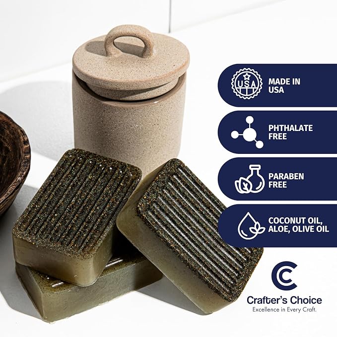 Crafter's Choice Detergent Free Melt and Pour Soap Base for Soap Making and DIY Crafting Projects, SLS/SLES Free, 5LB Block (Aloe Vera & Olive)