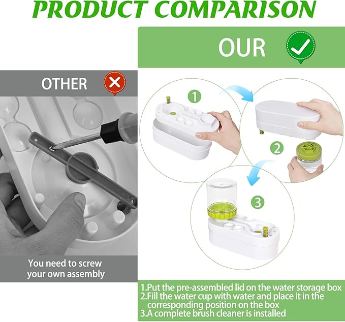 2025 New Painting Station, Paint Brush Cleaner (Pre-Assembled) and Silicone Painting Mat 20" X 16" Silicone Art Mat with 10 Paint Brushes for Artist Kids Adults Birthday Gifts (Green)