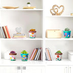 Pasimy 6 Set DIY Ceramic Succulent Planter Pots Paint Your Own Flower Pots Craft Kit Unpainted Bisque Paintable Flowerpot with Brush Palette Ready to Paint for Family Activity Gift(Classic)