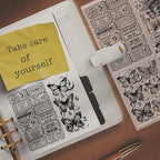 GLOBLELAND Retro Woman Postcard Background Clear Stamps for Cards Making Vintage Butterfly Silicone Clear Stamp Seals 5.83x8.27inch Transparent Stamps for DIY Scrapbooking Photo Album Journal