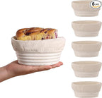 (6.7x4.7x3in) Mini Banneton Bread Proofing Basket Set of 6, Oval Sourdough Bread Basket with Liner Professional & Home Bread Baking Supplies (Small Oval)