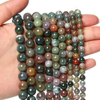 60pcs 6mm Natural Stone Beads Indian Agate Beads Crystal Gemstone for Jewelry Making, DIY Bracelet Necklace