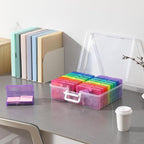 novelinks Transparent 4" x 6" Photo Organizers and Photo Storage Box with Handle, 16 Inner Photo Cases, Portable Picture Organizers & Photo Storage Containers (Multi-Colored)