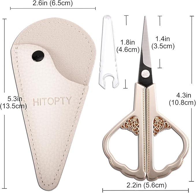 Small Craft Scissors - Little Flat Scissor with Cover, Sharp Tiny Scissors All Purpose for Thread Paper Cutting, Needlepoint Art Work DIY Tools Home Office