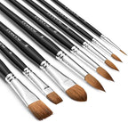 Watercolor Brushes Professional, Fuumuui 8Pcs Sable Paint Brush Set Variety Shapes with Flat, Round Pointed, Cat's Tongue Oval Wash Perfect for Watercolor Acrylic Gouache Inks Painting
