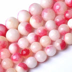 120pcs 6mm Natural Pink White Jade Stone Beads Round Beads Energy Healing for DIY Jewelry Bracelet Necklace Making 2 Strands 32"