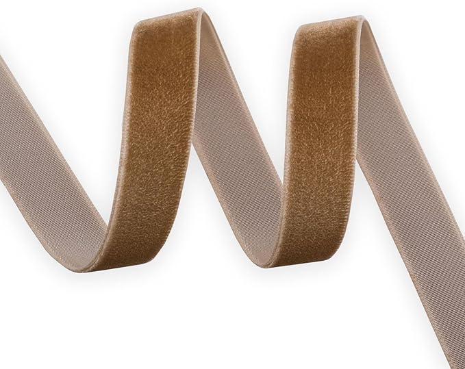 Nylon Single Face Khaki Velvet Ribbon,5/8 Inch X 25 Yards Spool