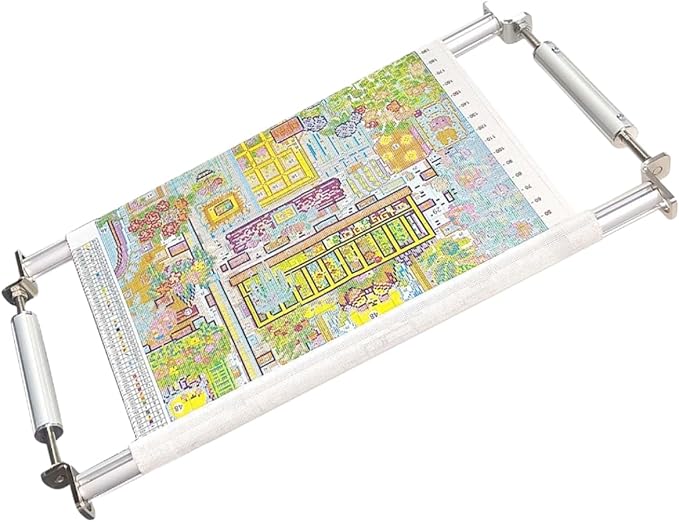 Couple Embroidery Art Embroidery Clip Frame 60cm Cross Stitch 4 Slot Presser Heavy Duty Embroidery Bandage Embroidery Frame Needlepoint Frame Embroidery Scroll Frame Embroidery Frames (Silver)