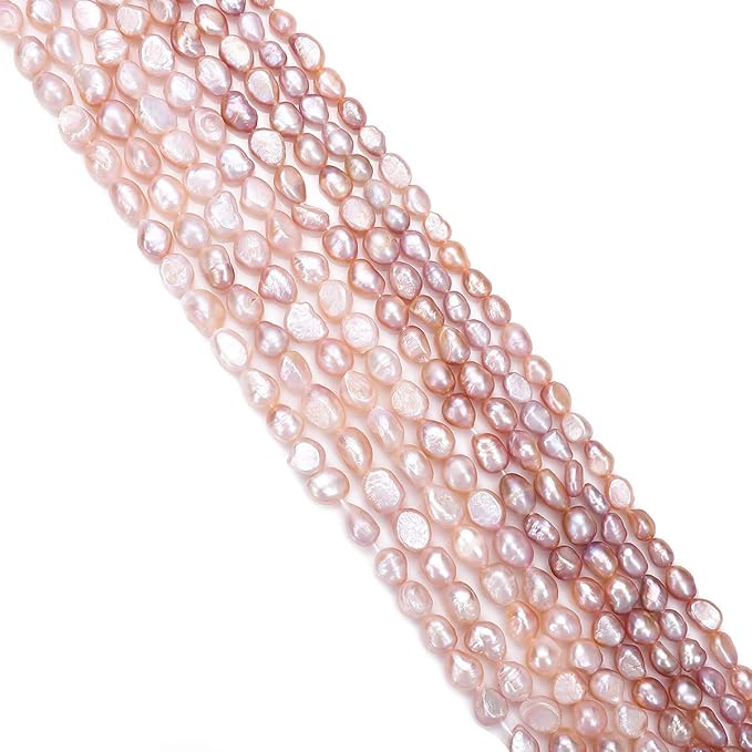 Natural Pearl Beads 7-8mm Purple Freshwater Cultured Loose Gemstone Beads for DIY Jewelry Making 13.8''/Strand