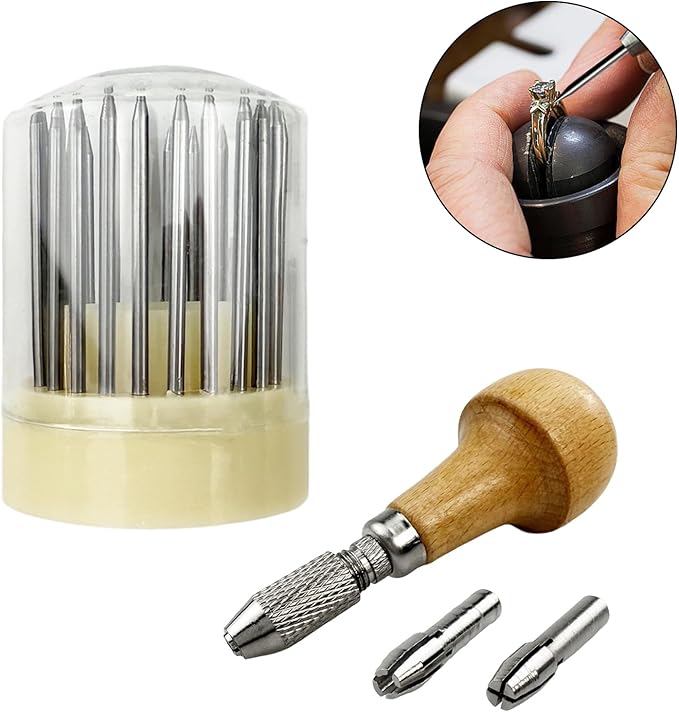 Flylin 23Pcs Beading Tools, Metal Handmade Beader Set for Diamond Stone, Professional Jewelry Setting Graver, Stone Setting Beading Tool Kit for DIY Crafting Jewelry Making