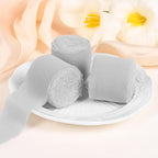 3 Rolls Light Gray Handmade Fringe Chiffon Ribbon 1.5" x 7Yd Silk-Like Colorful Rustic Ribbon for Bouquets Wrapping Decor Wedding Tie Invitations Crafts