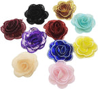5 PC Rose Flower Sequins Lace Embroidery Patch Applique Trim Wedding Dress DIY Sewing Craft Clothes Applique, 1.6 Inch, Gold