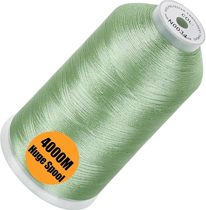 New brothread - Single Huge Spool 4000M Each Polyester Embroidery Machine Thread 40WT for Commercial and Domestic Machines - Fresh Green