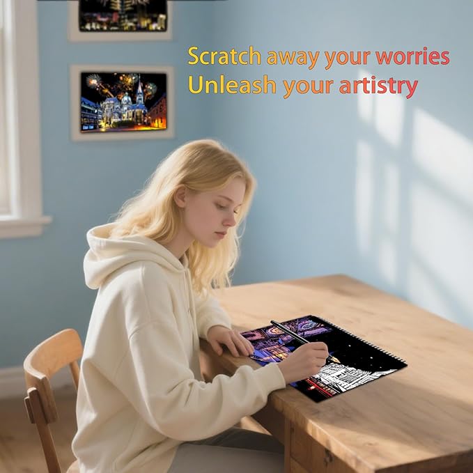 Scratch Art Book for Adults,Scratch Painting Foil for Adults，Scratch and Sketch City Landmarks Books,Colorful City Series Scratch Art 12 Pas by Iskueal(Milan Cathedral)