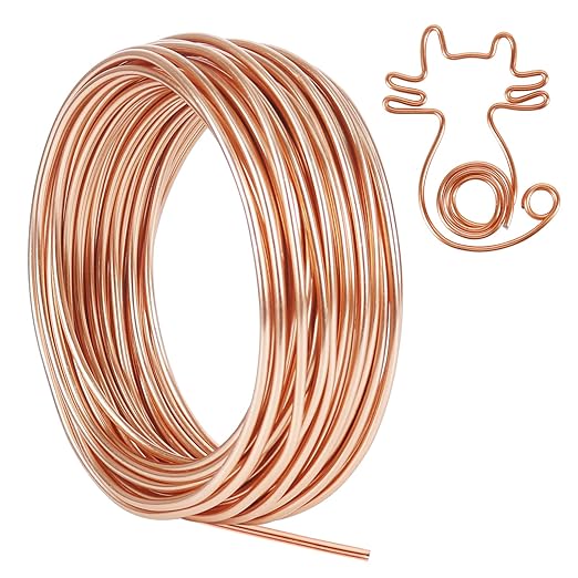 Tenn Well Aluminum Wire, 50 Feet Bendable Craft Wire for Jewelry Making, Plants, Gardening, Sculpting (9 Gauge, Copper Tone)