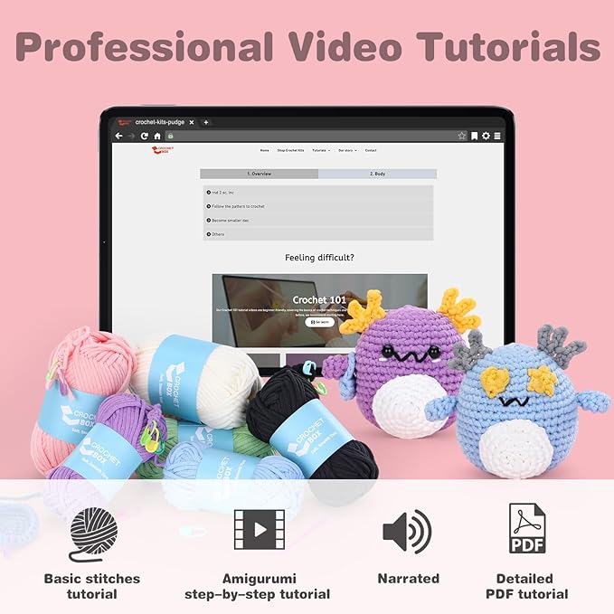 Crochet Kit for Beginners: 2 PCS Axolotl Crochet Kit, Create Your First, Include Hook, Soft Yarn, and Accessories, Starter DIY Crafts for Adults, Teens