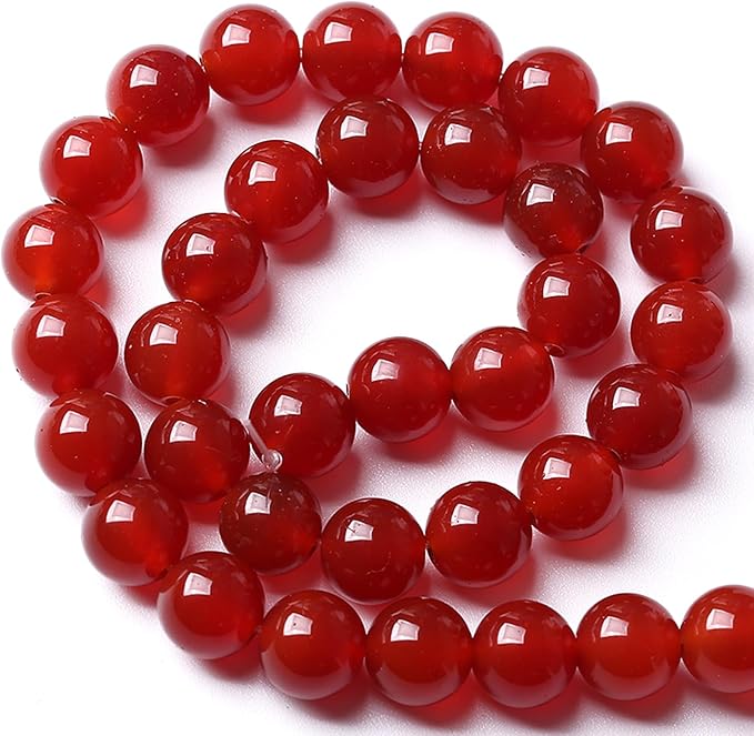 4MM 180pcs Semi-Precious Red Agate Beads Natural Stone Round Loose Beads for Jewelry Making DIY Bracelet Necklace 2 Strands 32"