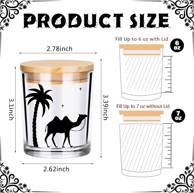 10 Pcs Christmas Glass Candle Jars Empty Containers Bulk 7 oz Glass Jars with Cork Lids Tins for Candle Making Storing Biscuits Tea Party Favors(Nativity)