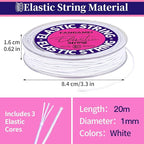 FANDAMEI 1mm Elastic String for Bracelets, Elastic Beading Cord Stretchy for Bracelets Making, Stretch Bead Cord for Jewelry Making, Sturdy Thread for Bracelet Necklace Crafts Christmas DIY String
