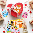 36 Sheets Valentine's Day Stickers for Kids, Make a Face Sticker Make Your Own Animal with Heart Mix Stickers Valentine's Day Activities Party Favors