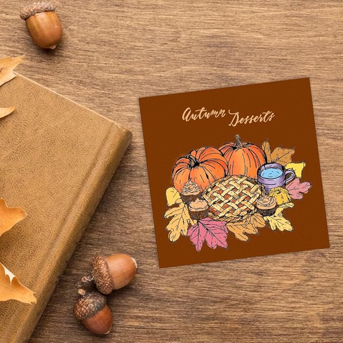 Hying Thanksgiving Background Clear Stamps for Card Making, Autumn Harvest Pumpkin Transparent Rubber Stamp for Bullet Journal, DIY Scrapbook Decoration, Handmade Crafts Notebook, Fall Theme Food