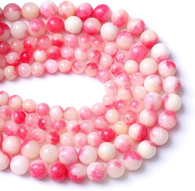 75PCS 10MM Pink Tourmaline Jade 2 Strands Stone Beads for Jewelry Making DIY Bracelet Necklace