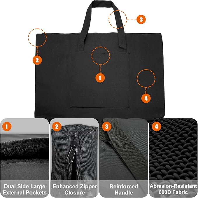Cupohus Waterproof Art Portfolio Bag 20" x 26" for 18" x 24" Artworks with Outer Pockets and Handle, Student Carrying Storage Bag