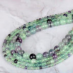 Natural Stone Genuine Stones DIY Fluorite Round Beads 8mm 100pcs Beading Loose Gemstone Hole Size 1mm Charm Smooth Beads for Bracelets Necklaces Earrings (Fluorite 8mm)