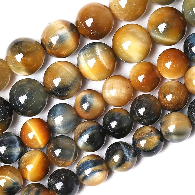4MM Dream Blue Tiger Eye Stone Beads Natural Gemstone Round Loose Beads for Jewelry Making Bracelet Necklace 180pcs 2 Strands 32"