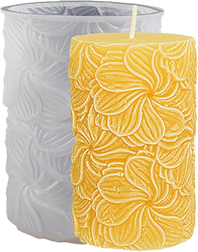 Flower Petal Cylinder Candle Mold - Resin Casting Silicone Molds for Home Decor & Candle Making Wave Spiral Mold