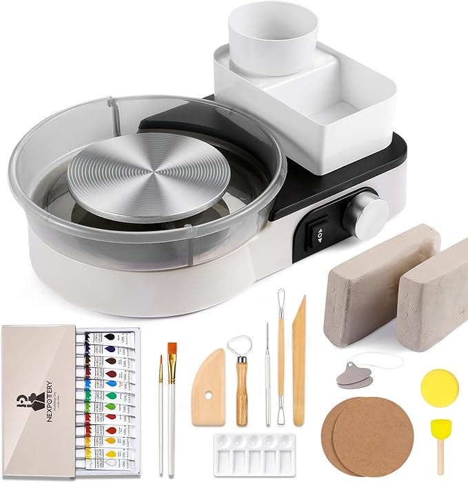 Pottery Wheel for Kids and Beginners - Complete Pottery Set for Kids with 6" Turntable, 2.2lb Clay, Art Supplies Sculpting Tools, Craft Gifts for Teens Kids Adults (Grey)