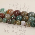 60pcs 6mm Natural Stone Beads Indian Agate Beads Crystal Gemstone for Jewelry Making, DIY Bracelet Necklace