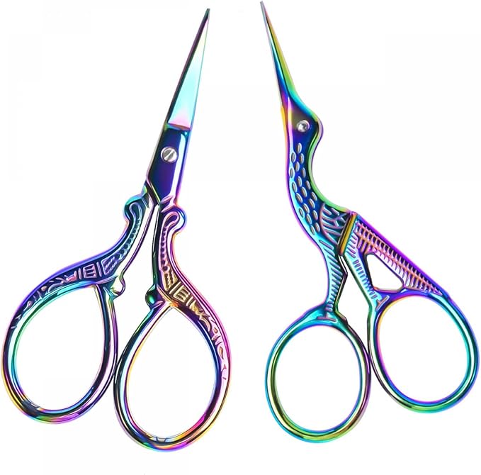 AQUEENLY Embroidery Scissors 2 Pcs Small Sewing Scissors Sharp Stainless Steel 3.6 Inches for Artwork, Crochet, Needlework, Threading
