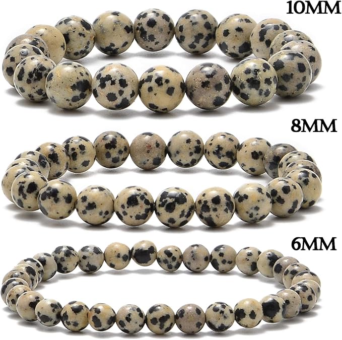 NCB 100PCS 8mm Natural Dalmation Spot Jasper Beads Gemstone Round Loose Stone Beads Spacer Beads for Jewelry Making with Crystal Stretch Cord (Dalmation Spot Jasper, 8mm 100Beads)