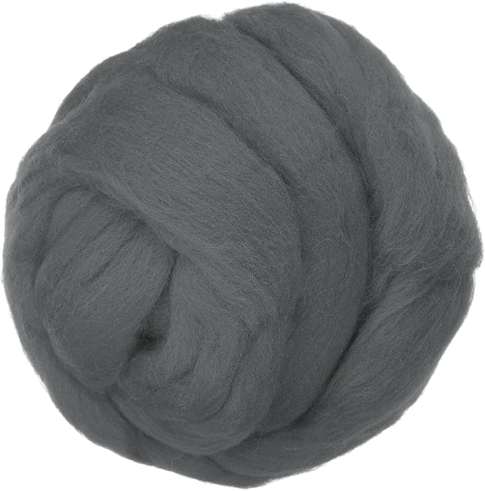 PATIKIL Wool Roving Yarn, 150G/5.3OZ Soft Felting Wool Pure Chunky Roving Yarn Bulk for Needle Felting Knitting Blanket Spinning Weaving DIY Craft, Black Gray