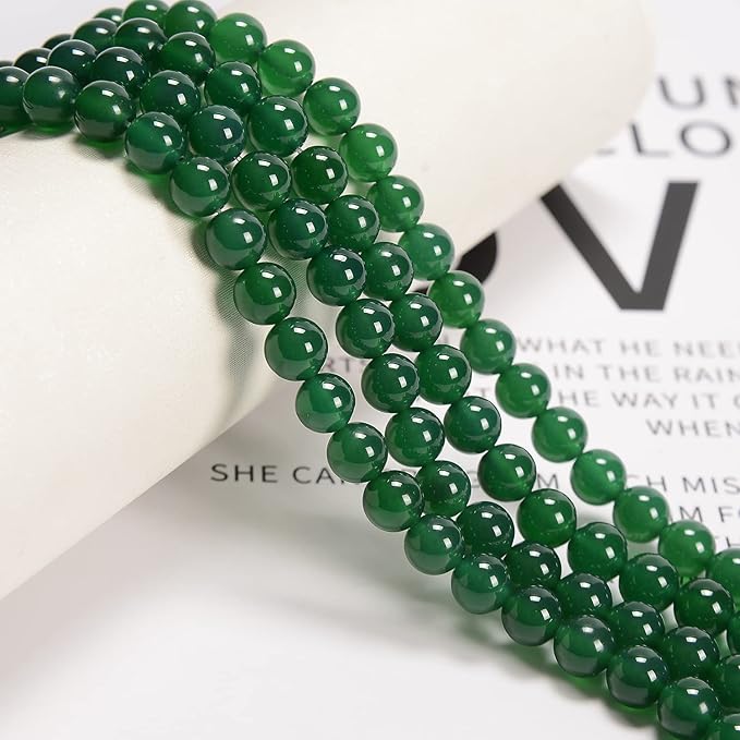 NCB 8mm Original Green Agate Loose Semi Precious Beads Round Smooth Gemstones SpacerBeads for Jewelry Making 100PCS (8mm 100Beads, Green Agate)