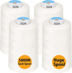 Simthread All Purpose Sewing Thread from 100% Spun Polyester for Serger, Overlock, Merrow, Quilting Sewing 4 Big Cones of 5000M (5500 Yards) Each - 40S/2 Natural