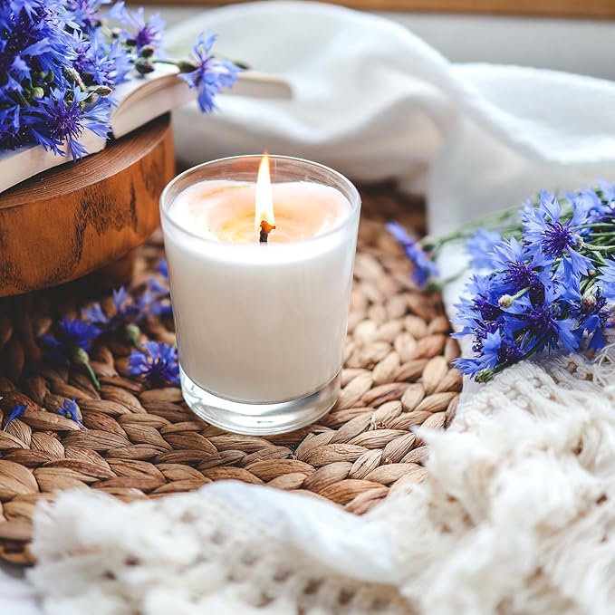 Thick Candle Jars for Making Candles 16 Pcs, 7 OZ Empty Jars with Wood Lids for Candle Making, Sample Container, Clear