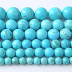 8MM Natural Turquoise Gemstone Beads Blue Stone Round Loose Beads for Jewelry Making Bracelet 90pcs 2 Strands 32"