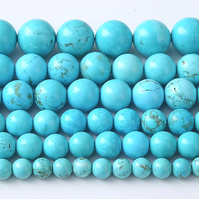 8MM Natural Turquoise Gemstone Beads Blue Stone Round Loose Beads for Jewelry Making Bracelet 90pcs 2 Strands 32"