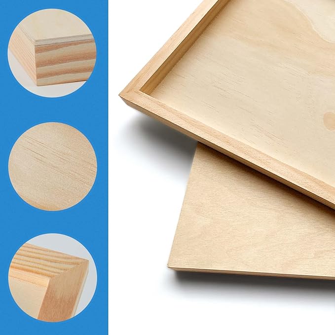 Falling in Art Unfinished Birch Wood Panels Kit for Painting, Wooden Canvas 4 Pack of 4x12 Studio 3/4" Deep, Cradle Boards for Pouring, Art, Crafts, Burning and More