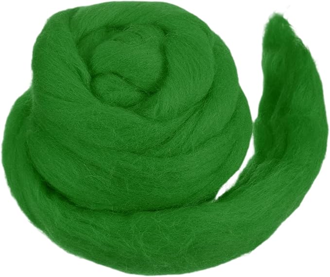 MECCANIXITY Wool Roving Yarn Soft Felting Wool 50g/1.76oz Pure Chunky Roving Yarn for Needle Felting Knitting Blanket Spinning Weaving Art DIY Craft Dark Green