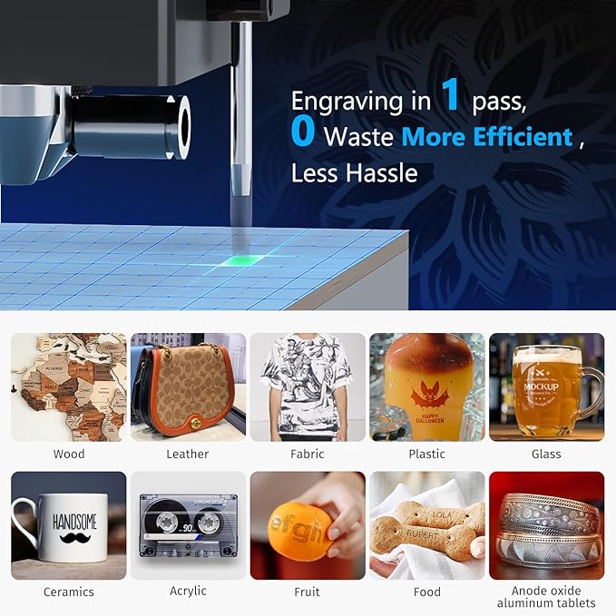 Gluwphy Laser Engraver Machine 10000mW(10W) Enclosed Diode Laser Cutter for Beginner, Class 1 Safety Laser Engraving Machine for Wood, Metal, Acrylic, with Air Assist, Honeycomb, Air Filter, Black