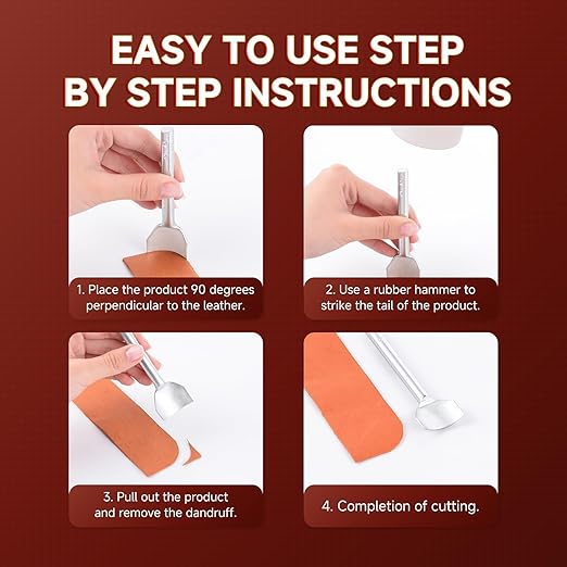 7Pcs Leather Craft Tools Precision Arc-Shaped Quarter Circle Punches Set & Edge Cutters for Belt, Wallet, and Bag Making (Sizes from 10mm to 40mm)