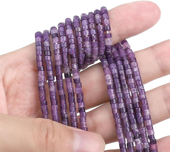 Natural Amethyst Spacer Beads Caps Flat Round Loose Beads for Beading Jewelry Making 3mmx2mm 38cm